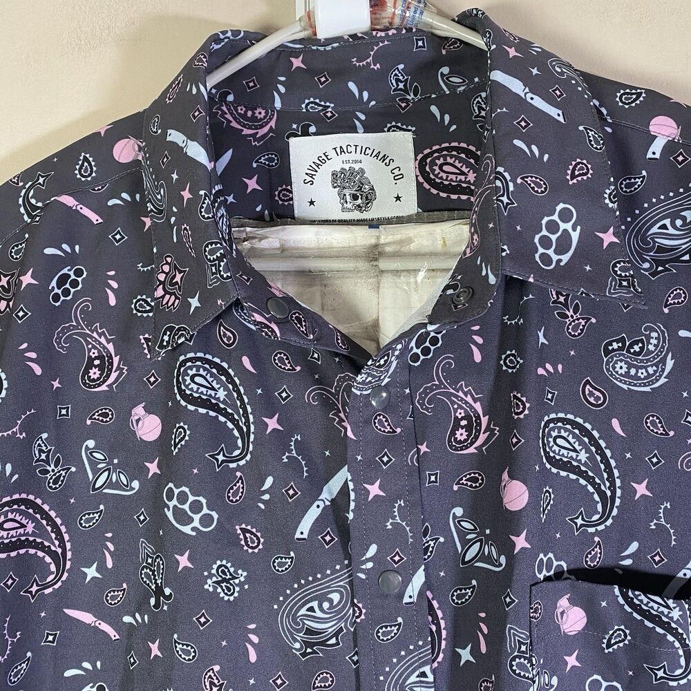 Savage Tacticians  Shirt Mens XL Bandana Paisley Tactical Performance